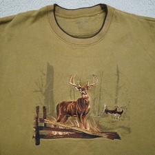 Vintage Nature Sweatshirt Mens 2XL Green Croft Barrow Crewneck Deer Embroidery