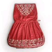 CYNTHIA ROWLEY Swim CoverUp Dress L Strapless Sequin Embroidered Boho Cottage