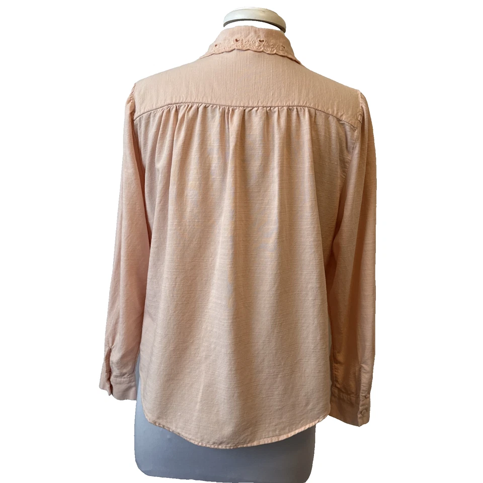 Lauren Conrad Women's Petite L Cottagecore Embroidered Heart Collar Blush Blouse - Image 4 of 4