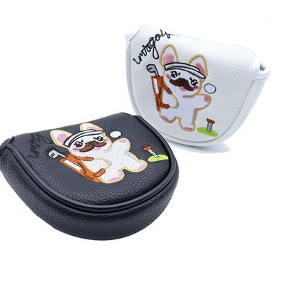 Weiche Putterhaube PU Schlägerhaube Headcover für Golf Mallet Cartoon Hund