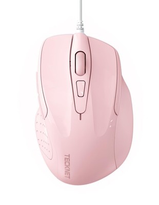 Wired Mouse 6-Button Corded with 4 Adjustable DPI Optical Ergonomic Pink