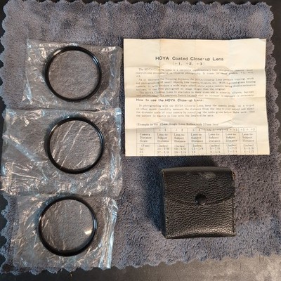 Hoya 55mm +1 +2 +3 Close-Up Camera Lens Filter Set with Case & Manual/ Chart