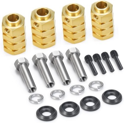 RCLIONS 12mm Brass Wheels Spacers +20mm Extension Wheel Hubs Hex
