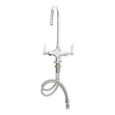 T S Brass Deck Mounted Double Pantry Faucet w/ 6" Swivel Gooseneck