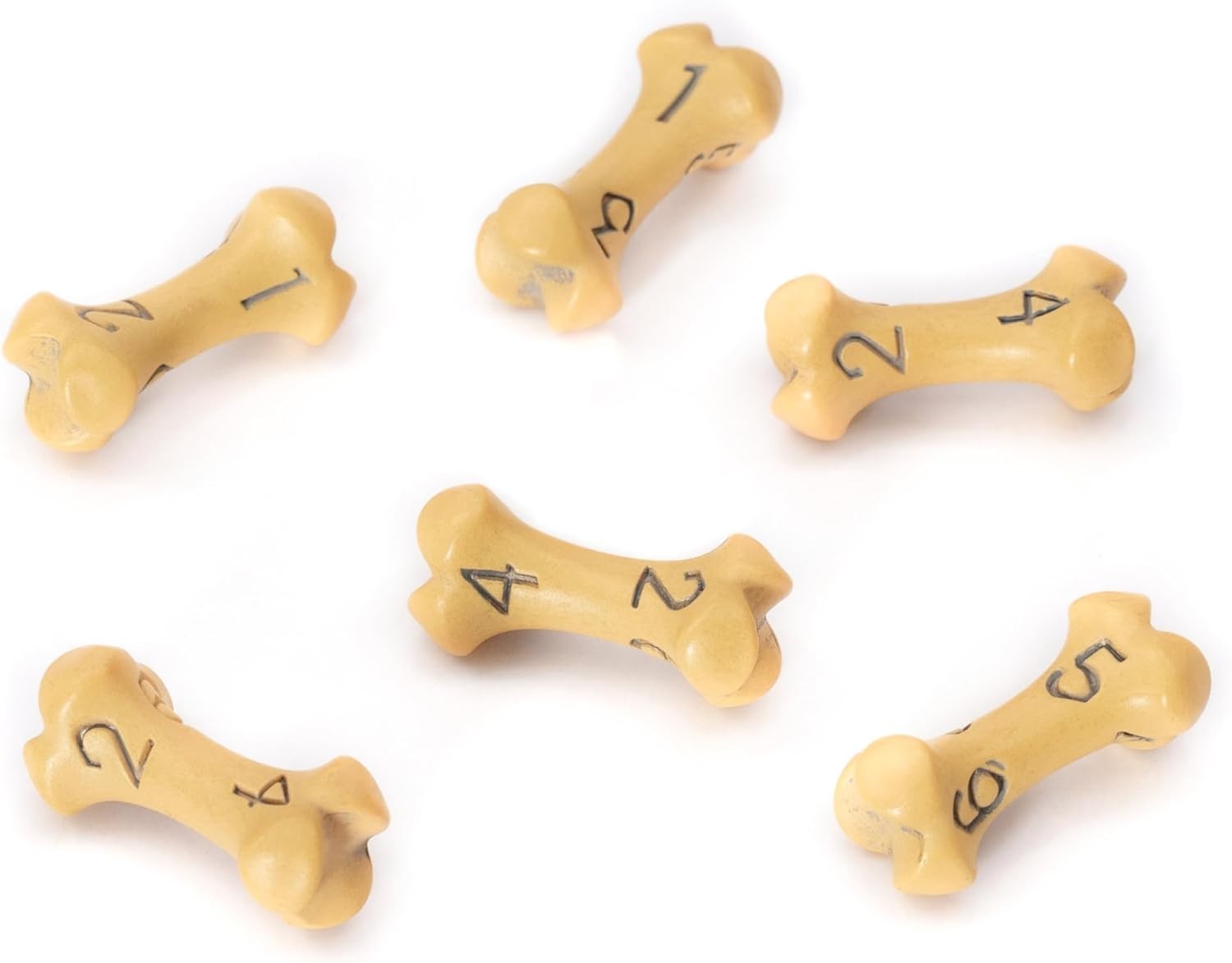 D6 Dice Set - of Six 6 Sided - Skull & Bone Ancient Yellow