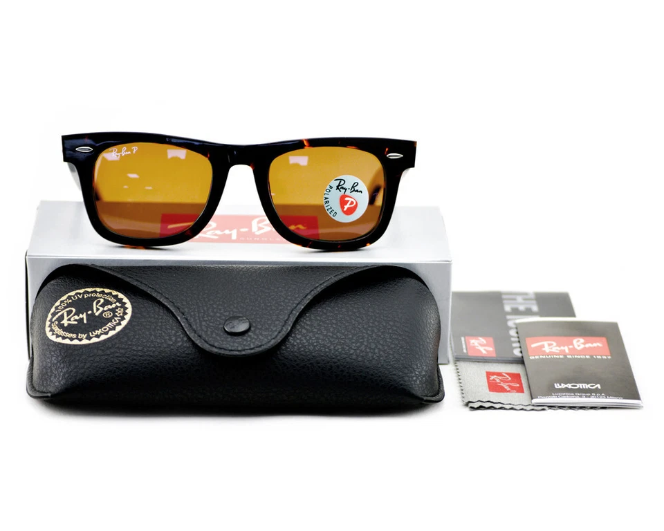 Gafas de sol Ray-Ban RB2140 originales Wayfarer marco tortuga lentes marrones 50 mm Foto 4 de 4