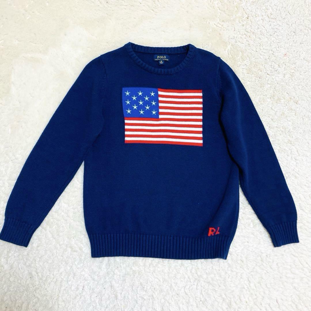 Vintage Polo Ralph Lauren American Flag Knit Sweater size S