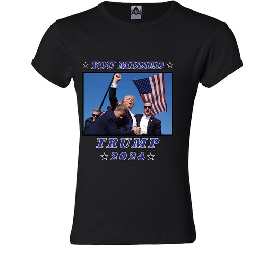 🔥 Donald Trump You Missed! 2024 Youth Girls T shirt MAGA Never Surrender USA - Picture 4 of 7