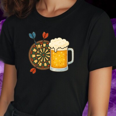 T-Shirt Frauen Darts und Bier Motiv Baumwolle Größe S bis 3XL