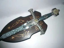 S4856 SILVER KING OF ISRAEL CRUSADER KNIGHT SOLOMON SWORD W/ WALL PLAQUE 48.6"