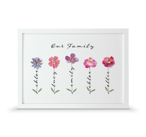 Gift for grandparents | Personalised family name flower poster print present - Picture 32 of 34