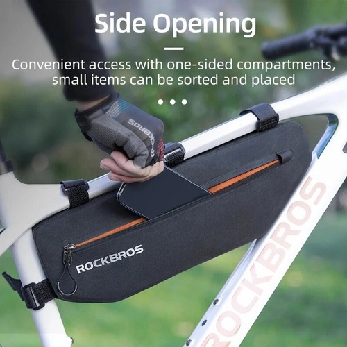 Waterproof 3L Bike Frame Bag for Mountain Bikes, 2 Pockets, Black - Picture 2 of 24
