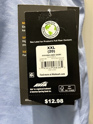 S。 New!AVIA Blue Birch Bike Liner Shorts. Size XXL(20). Great Gym