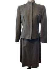New Talbots Women  s Size 8 Gray Two Piece Skirt Suit Career Professional