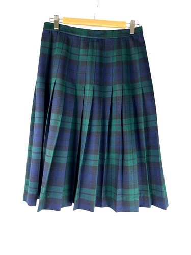 VTG Streetwear Designer Ralph Lauren Wool Plaid Pleated Midi Skirt, Women's 12 - Picture 2 of 9