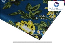 5 Yard Indian Cotton Blue Fabric Block Floral Dressmaking Fabric