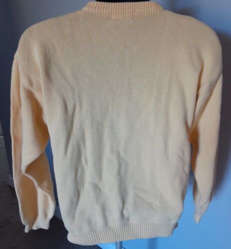 Badge Knit Sweater Boys Size 10/12 Cable Yellow Vintage - Picture 4 of 5