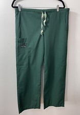 Scrub Medical Pants Womens Size 2-4 Green Pull On Drawstring Straight Pockets