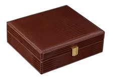 THE Alligator (Brown) Leather Cigar Humidor Gift Set