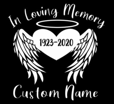  Custom In Loving Memory RIP Angel Wings Vinyl Car Window Decal Sticker 