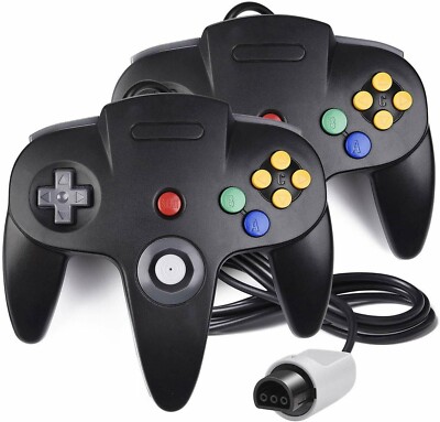 2PACK Black N64 GamePad  Replacement Controllers for N64 Video Game Console