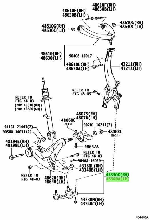 Juego de rótula inferior delantera derecha derecha derecha OEM Toyota Lexus GS350/450h GRL1# RC350 GSC1# Foto 2 de 4