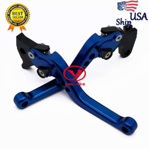 CNC Brake Clutch Levers Handle For Yamaha R6S USA VERSION 2006-2009 Blue Shorty - Picture 3 of 10