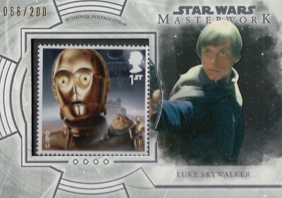 Star Wars Masterwork 2018, Luke Skywalker (C-3PO) Stamp Relic Card S-CS #66/200