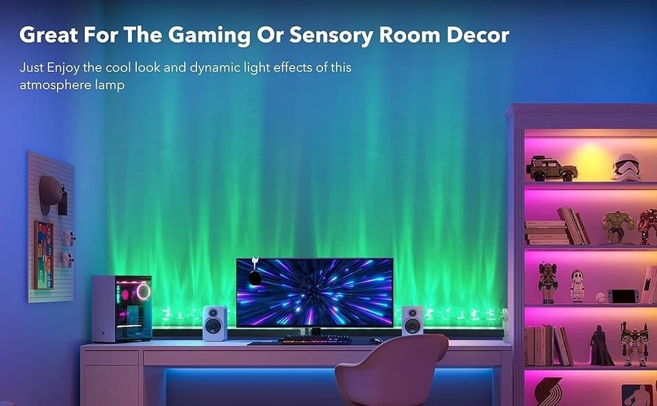 海浪 LED 壁灯 – 33 英寸 RGBW 可调光遥控器,现代艺术装饰 — 第 2/4 张图片