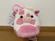 Evangelica Fuzzy Belly Pink Cow Squishmallow Clip