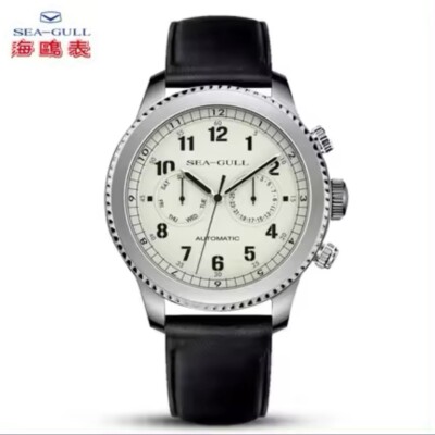 Elegante Seagull Automatikuhr 819.93.6080 mit Lederarmband +Edelstahl Armband  