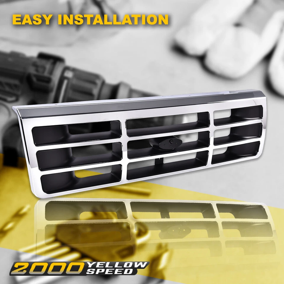 Fit For 1992-1997 Ford F-250 F-350 F250 Platinum Chrome Grill Grille Parts  Foto 3 de 4