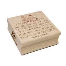 Farm Fresh Chicken Egg Carton Calendar Date Gathered Square Rubber Stamp