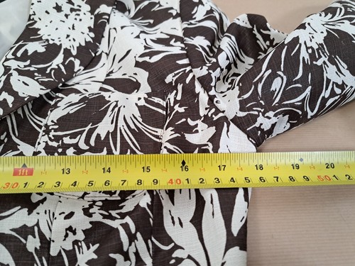 ALLEN A B S Schwartz Blazer Brown White Floral Belted Jacket Women's Size 2 - Picture 17 of 19