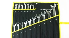 17pc Metric Long Pattern Full Polish Combination Wrench Set 
