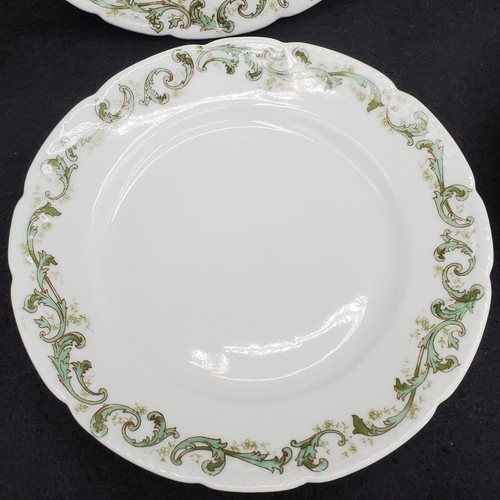 Vintage Lot of 10 Bassett Limoges Dessert Plates Green Floral Motif Austria - Picture 11 of 17
