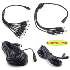 DC 5.5x2.1mm Male to Female Splitter Cord CCTV Camera LED strips Power Cable