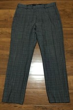 Banana Republic Suit Formal Check Pattern Grey Gray Pants Men US Size 35/30