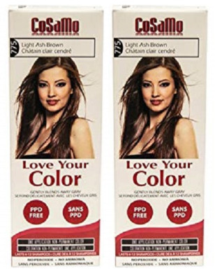 CoSaMo Hair Color #775 Light Ash Brown, Compares to Clairol Loving Care (2 Pack)
