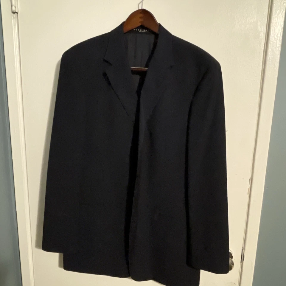 Hugo Boss Mens 42L 2 Piece Suit Black Pants Blazer 100% Virgin Wool Pre Owned - Image 2 of 4