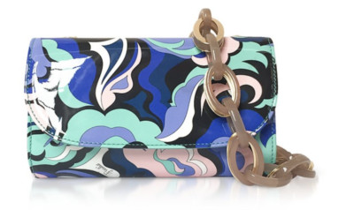EMILIO PUCCI Optical Printed Leather Convertible Pouch/Mini Bag Cobalt Blue Wow!