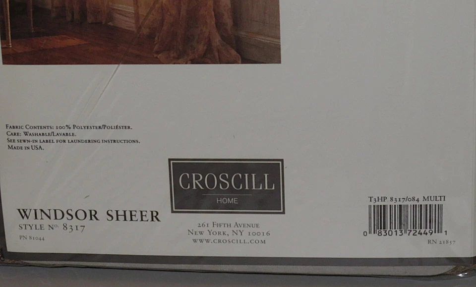 Cortina de ventana panel transparente a medida Croscill Home Windsor 59" x 84" estilo 8317 Foto 3 de 4