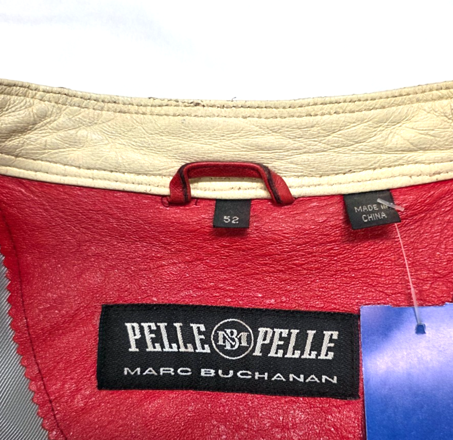 90s PELLE PELLE Marc Buchanan ポロシャツ　黒　赤 Vintage 90s Marc Buchanan Pelle Pelle Leather Jacket Mens XL 48