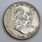 1951 Franklin Half Dollar UNC Uncirculated 90% Silver USA Rev Toning Toned