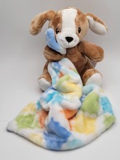 Little Miracles Brown Plush 6" Puppy Dog Baby Security Blanket 12"x12"
