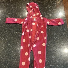 Carter's Baby Hooded Polka Dot Fleece Jumpsuit 18 Month