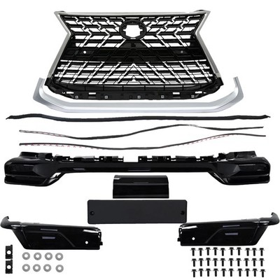 Fits 2016-2021 Lexus LX570 F-Sport Style Front Bumper Grille Rear Lip Kit Chorme