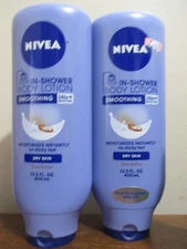 2 Pack Nivea In Shower Body Lotion Smoothing 24hr+ Moisture 13.5 oz Shea Butter