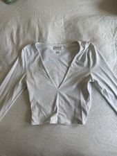 Aritzia Babaton Womens White Plunge V-neck Lo...