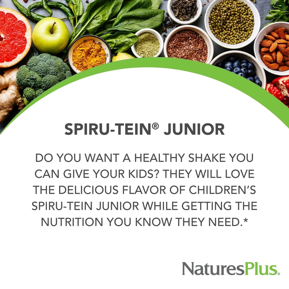 Natures Plus SPIRU-TEIN Junior, Chocolate - 1 lb - Proteína en polvo de origen vegetal... Foto 3 de 4
